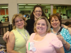 Terri Conrad (former designer for Webster's Pages-- LOVE THAT PAPER), Me, Nicky and Shannan Teubner (STEUBY!!)