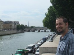 ryan at the Seine.. can you see the Eiffel tower in the background?