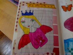 Here's Mary's page with a "built in" grid in the background!