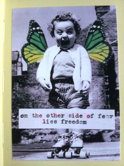 Here' s Leslie's page.  I LOVE this vintage photo, I love the collaged wings that frame the focal point and most of all, I LOVE THAT QUOTE!!!