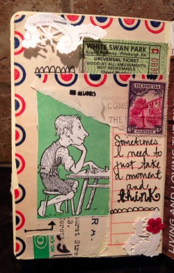 here I used a vintage air mail envelope and vintage illustration and wrote a little note :)