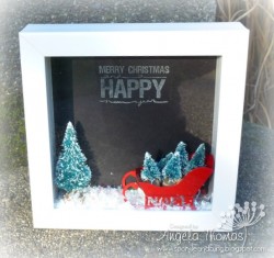 Angelabella used our LARGE SENTIMENT Merry Christmas and HAPPY new year in a shadowbox!