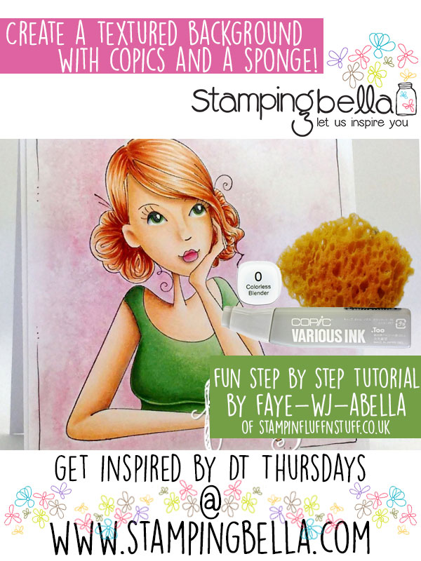 Stamping Bella DT Thursday: Creating a Textured Copic Background with a Sponge. Click through to see the step by step tutorial!