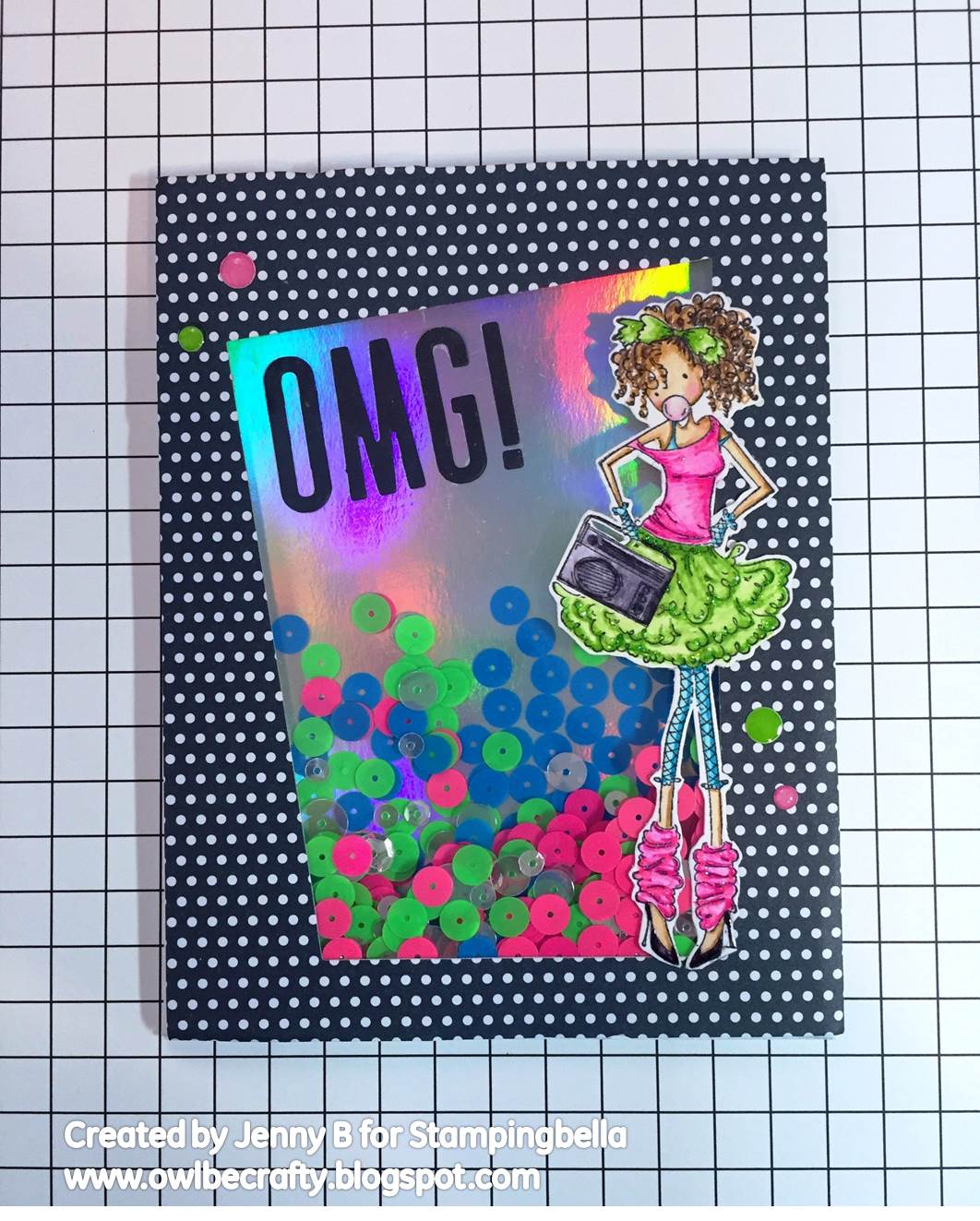 Weekly Challenge-  SHAKER CARD and ZIG BRUSH MARKERS STAMPINGBELLA