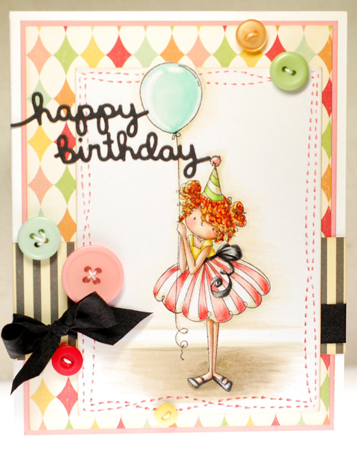 BELLARIFIC FRIDAY CHALLENGE (TINY TOWNIE BIRTHDAY PARTY)- DOTS AND BUTTONS AND SEQUINS on cards