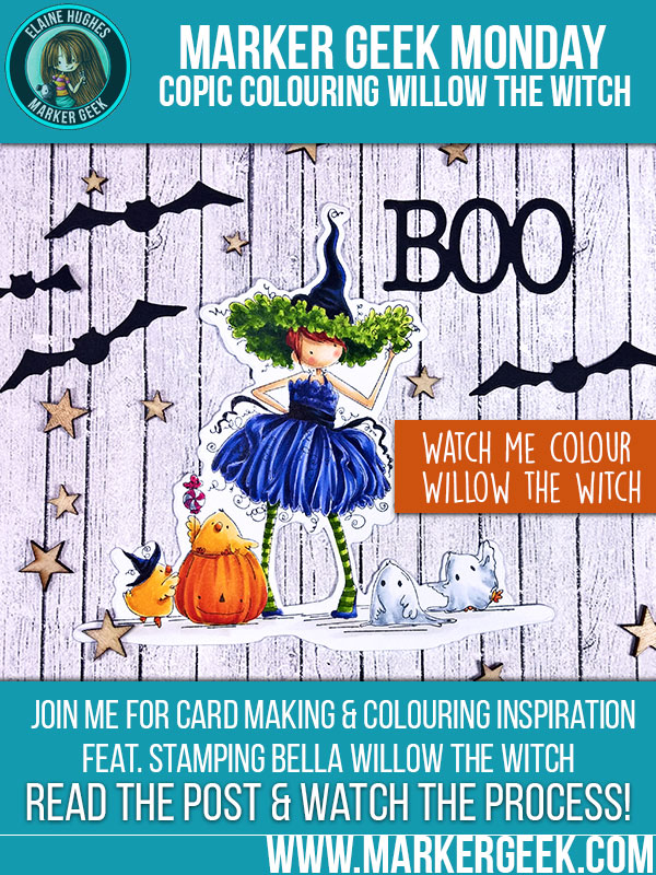 Stamping Bella - Copic Colouring Tiny Townie Willow the Witch. Click through to watch the video!