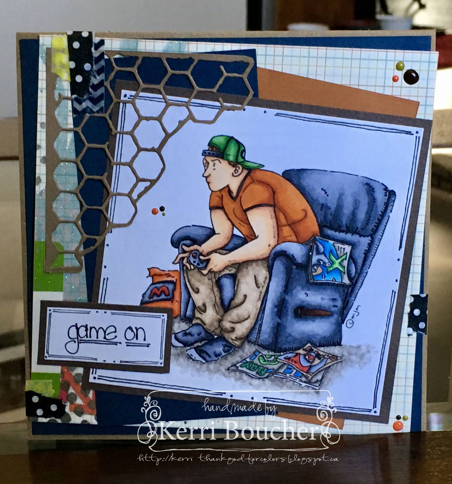 Bellarific Friday-anything goes challenge using GAME ON rubber stamp