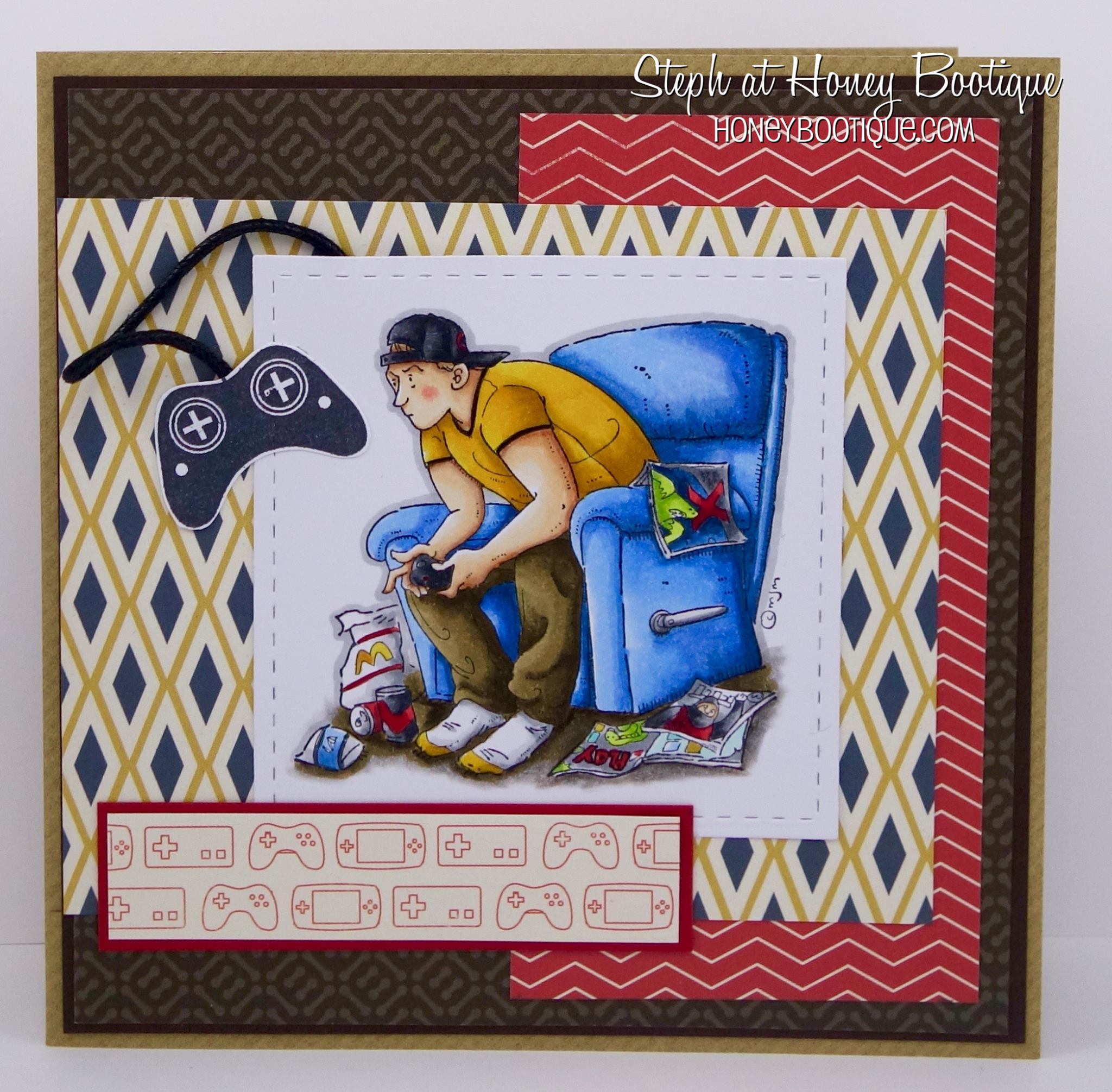Bellarific Friday-anything goes challenge using GAME ON rubber stamp