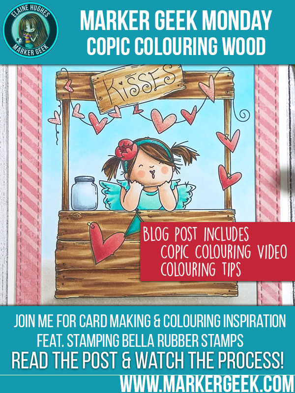 Marker Geek Monday - Copic Coloring Wood with Kissing Booth Squidgy at Stamping Bella! Click through for video and tips.