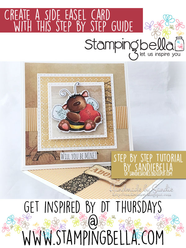 Stamping Bella DT Thursday - Create a Side Easel Card with Sandiebella! Click through for the step by step guide.