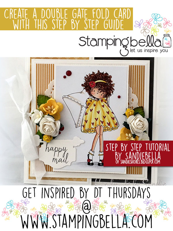 Stamping Bella DT Thursday - Create a Double Gate Fold Card with Sandiebella! Click through for the step by step guide.