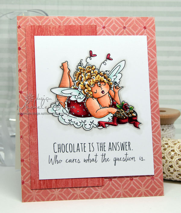 Stamping Bella JANUARY 2017 rubber stamp release- Edna loves CHOCOLATE card by Michele Boyer