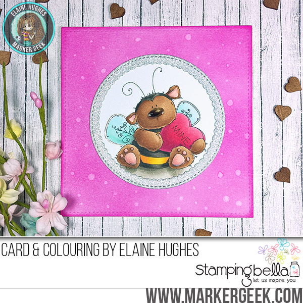 Stamping Bella JANUARY 2017 rubber stamp release- BEE MINE CARD by ELAINE HUGHES