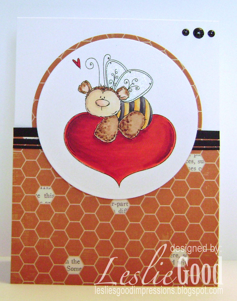 Stamping Bella JANUARY 2017 rubber stamp release- THE BEE AND THE HEART card