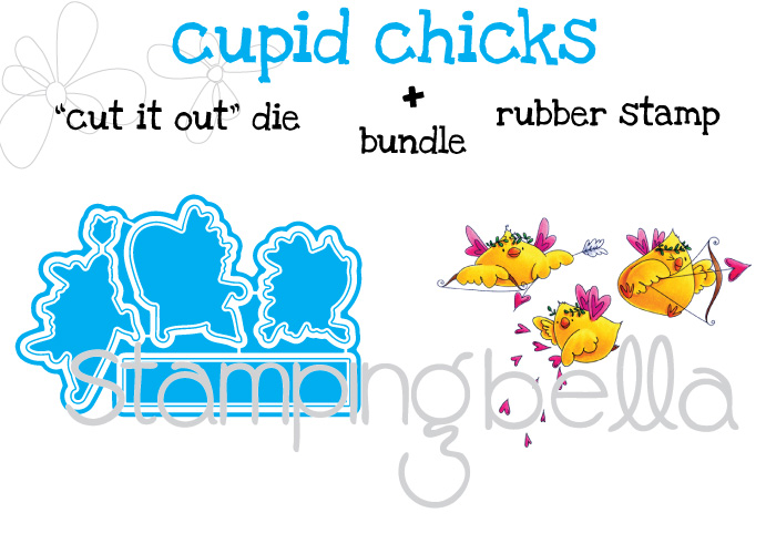 Stamping Bella JANUARY 2017 rubber stamp release- CUPID CHICKS BUNDLE