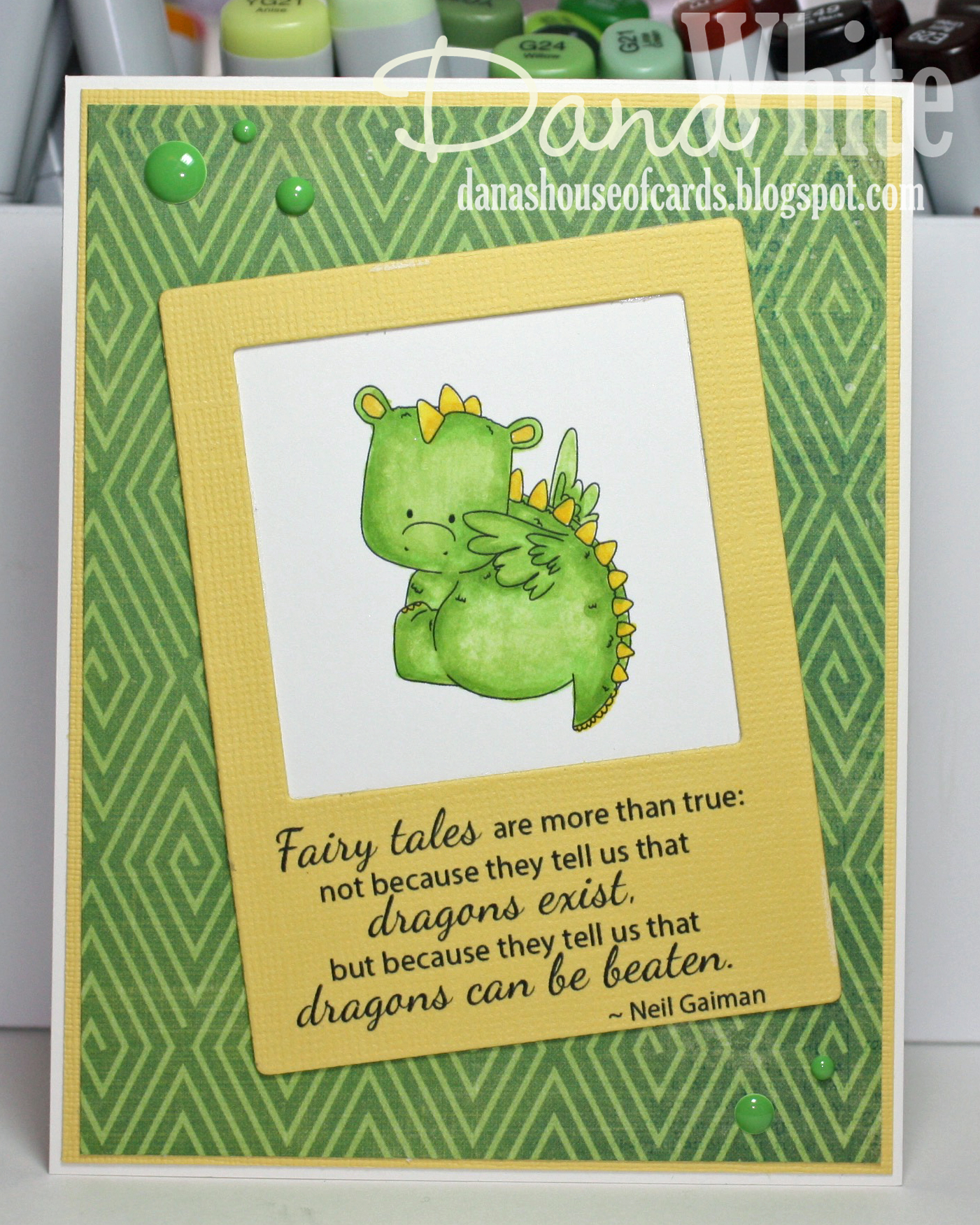 Stamping Bella JANUARY 2017 rubber stamp release-SET OF DRAGONS card by Dana White
