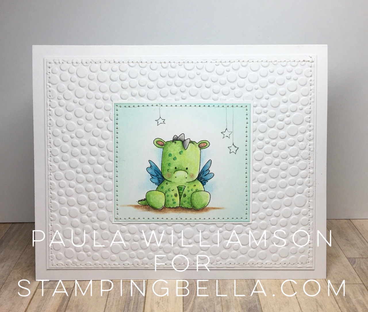 Stamping Bella JANUARY 2017 rubber stamp release-SET OF DRAGONS card by Paula Williamson