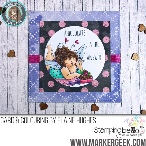 Stamping Bella JANUARY 2017 rubber stamp release- Edna loves CHOCOLATE card by Elaine Hughes