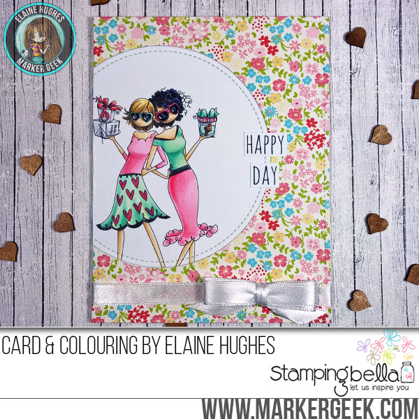  Stamping Bella JANUARY 2017 rubber stamp release- UPTOWN GALENTINE girls card by Elaine Hughes