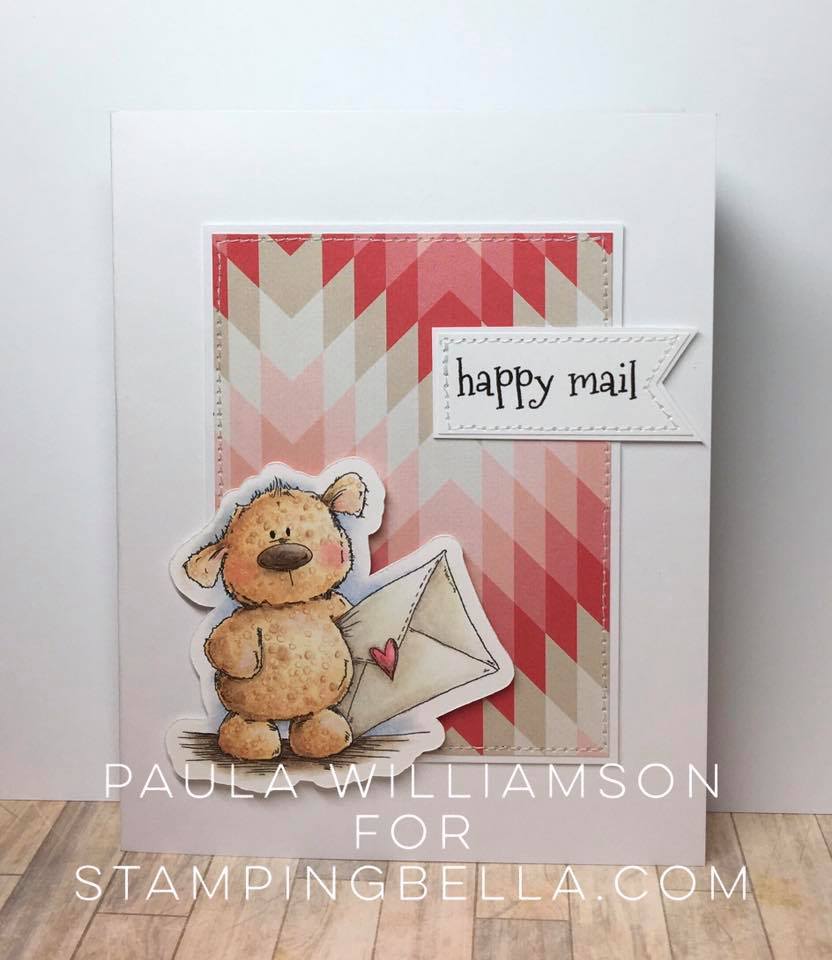 Bellarific Friday January 27th 2017-PHOTO INSPIRATION CHALLENGE- Harry the HAPPY MAIL sutffie card by PAULA WILLIAMSON