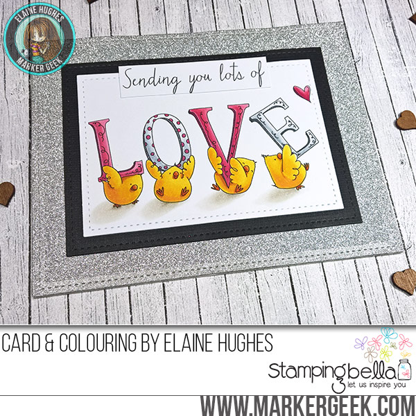 Stamping Bella JANUARY 2017 rubber stamp release- LOVE chicks card by Elaine Hughes