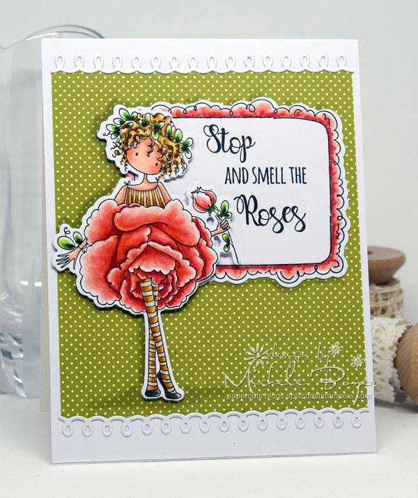 Bellarific Friday January 27th 2017-PHOTO INSPIRATION CHALLENGE- Tiny Townie Garden Girl Rose card by Michele Boyer
