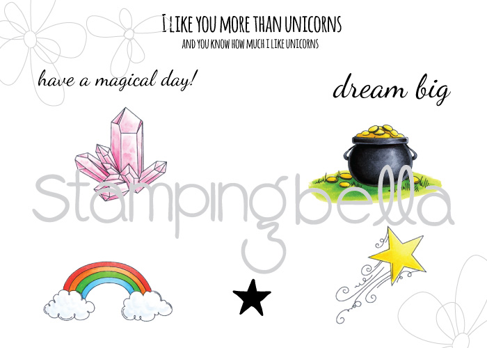 Stamping Bella JANUARY 2017 rubber stamp release-UNICORN ADD ON SET