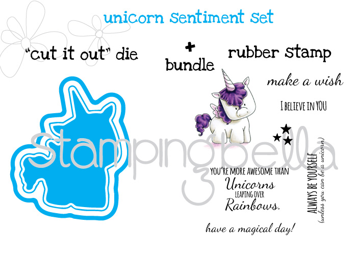 Stamping Bella JANUARY 2017 rubber stamp release-UNICORN SENTIMENT SET
