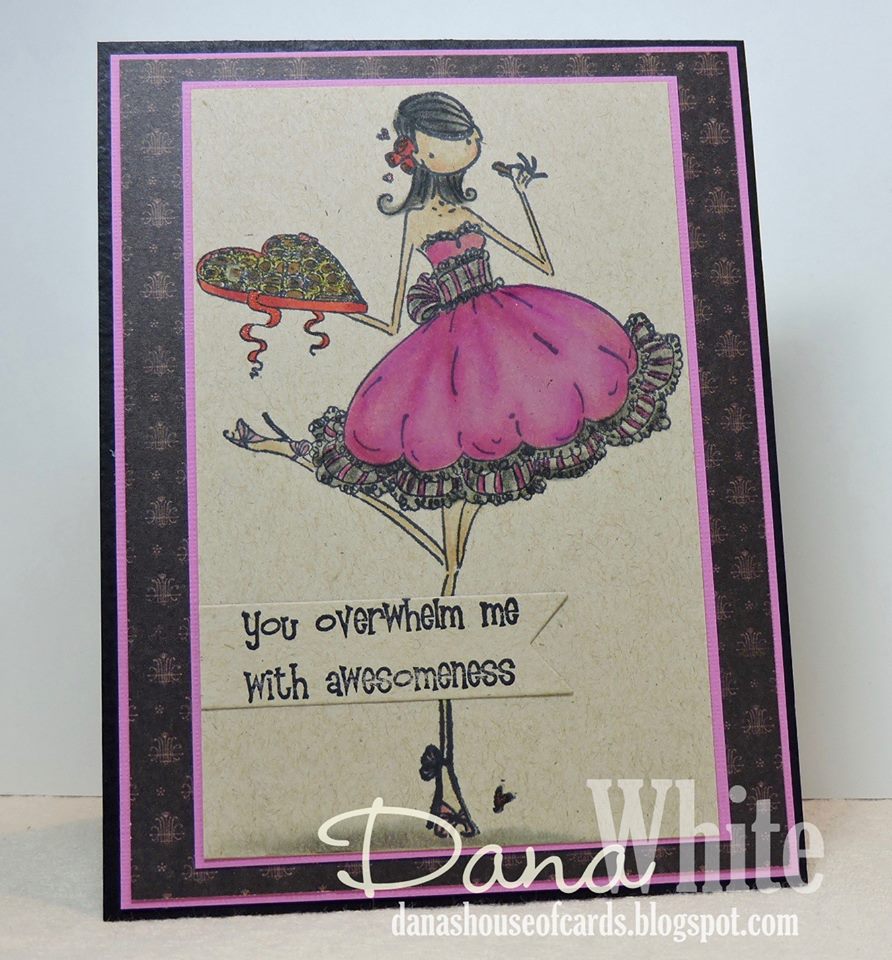Bellarific Friday with Stamping Bella stamps- Uptown girl CATHERINE NIBBLING CHOCOLATE Rubber stamp.  Card by  DANA WHITE