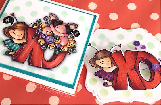 DESIGN TEAM THURSDAY-Kathy Racoosin uses XO SQUIDGIE RUBBER STAMP and PETUNIA'S IN LOVE RUBBER STAMP