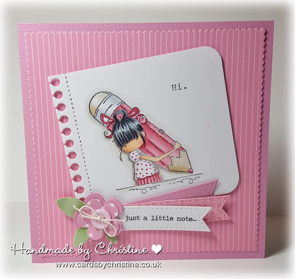 Bellarific Friday with Stamping Bella stamps- Penelope has a Pencil Rubber stamp.  Card by Christine Levison