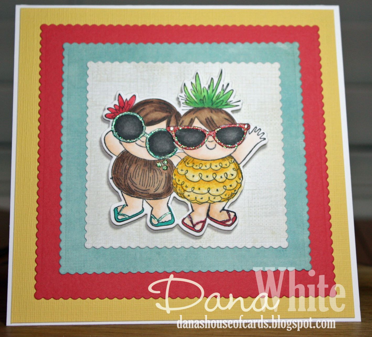 Bellarific Friday challenge with STAMPING BELLA- Card made by Dana White  using our TROPICAL SQUIDGIES rubber stamp