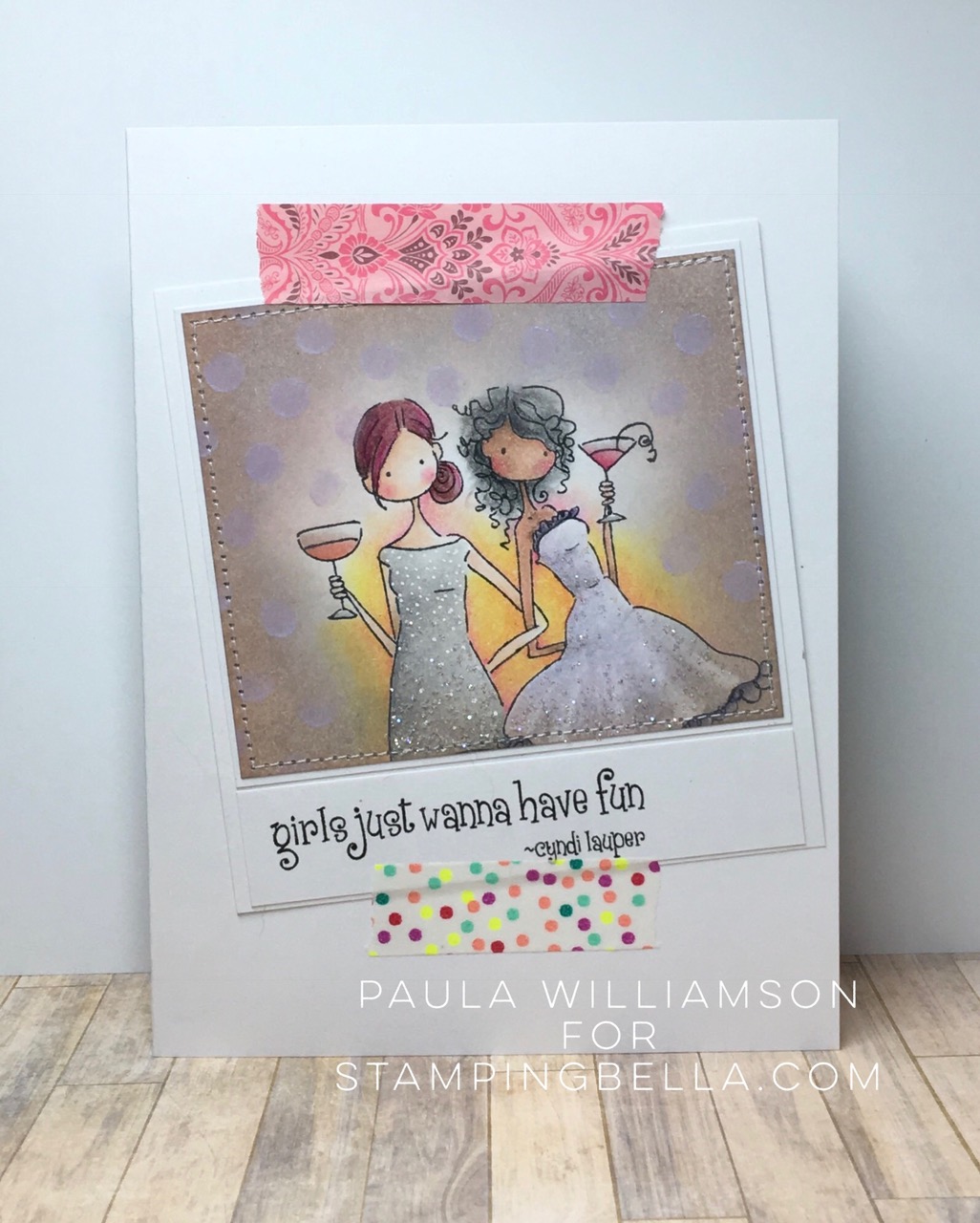 Bellarific Friday with Stamping Bella- Rubber stamp used UPTOWN GIRLS VICTORIA and JULIETTE card made by PAULA WILLIAMSON