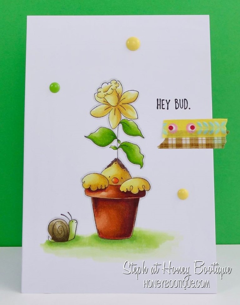 Bellarific Friday by Stamping Bella MARCH 31 2017- BUDDING CHICK rubber stamp card by STEPHANIE HILL