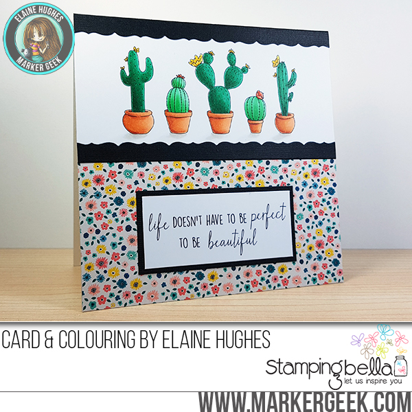 Stamping Bella Spring 2017 release -CACTI rubber stamp CARD by ELAINE HUGHES