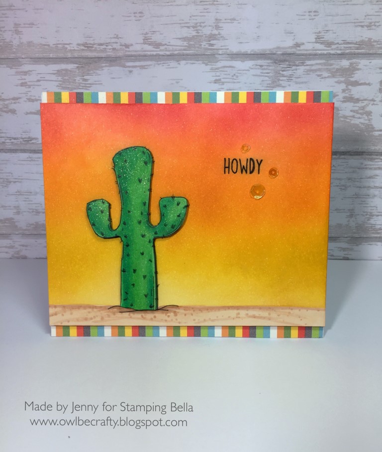 Stamping Bella Spring 2017 release - Squidgy CACTUS rubber stamp. Card by Jenny Bordeaux
