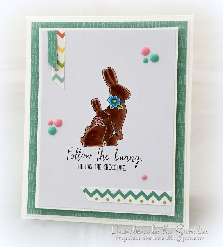 Stampingbella SPRING 2017 RELEASE- CHOCOLATE BUNNIES RUBBER STAMP. Card by Sandie Dunne