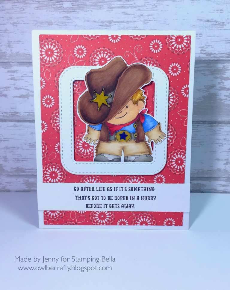 Stamping Bella Spring 2017 release - COWBOY SQUIDGY RUBBER STAMP. Card by JENNY Bordeaux