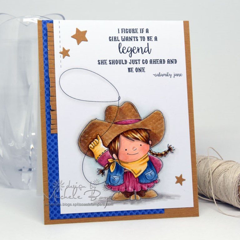 Stamping Bella Spring 2017 release - COWGIRL SQUIDGY RUBBER STAMP . Card by MICHELE BOYER