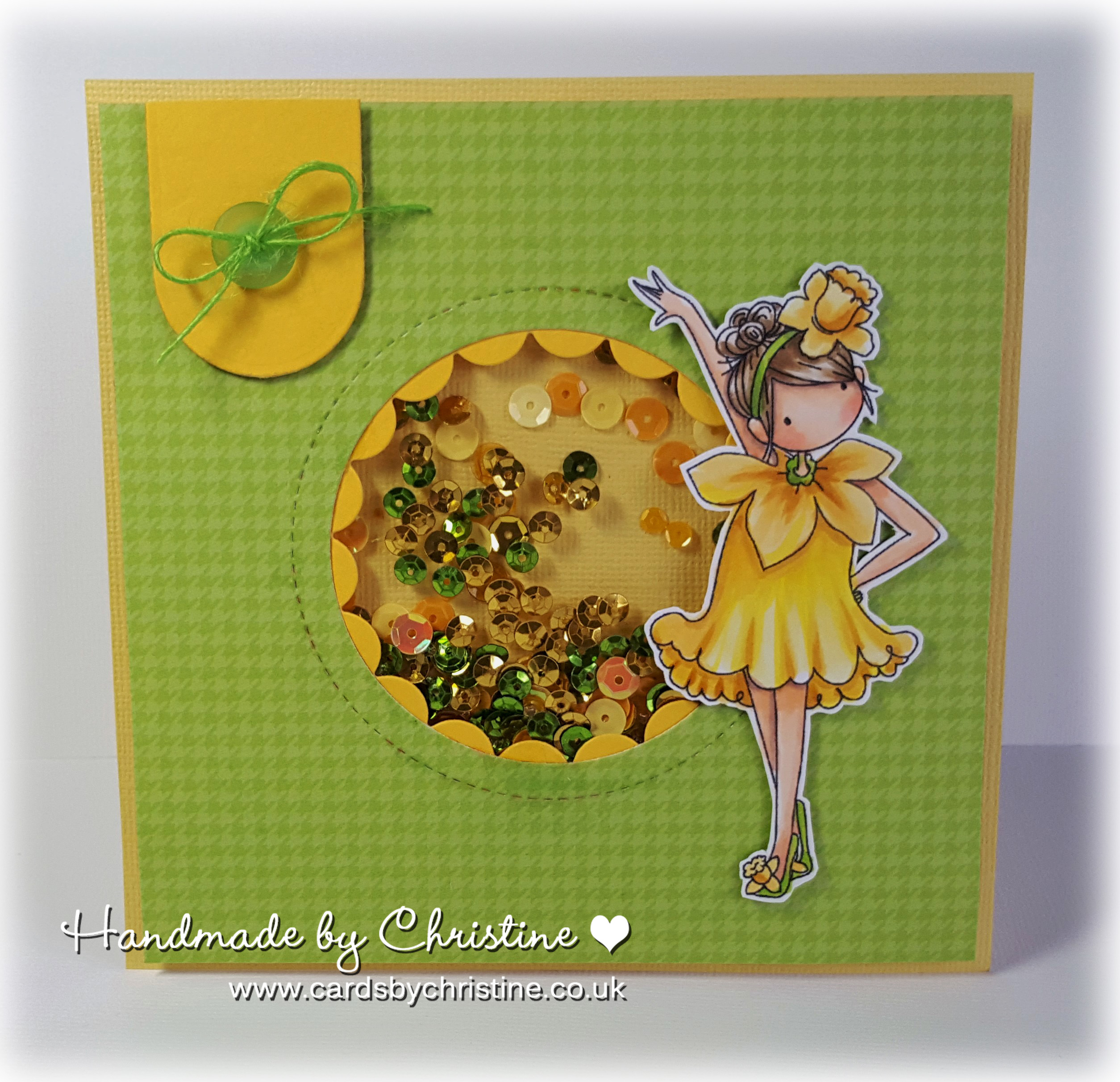 Stamping Bella Sneak Peek March 2017- TINY TOWNIE GARDEN GIRL DAFFODIL RUBBER STAMP. CARD BY CHRISTINE LEVISON