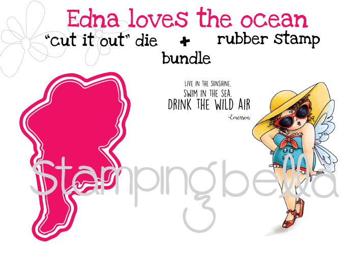 Stamping Bella MARCH 2017 release -Edna Loves the Ocean rubber stamp + CUT IT OUT die