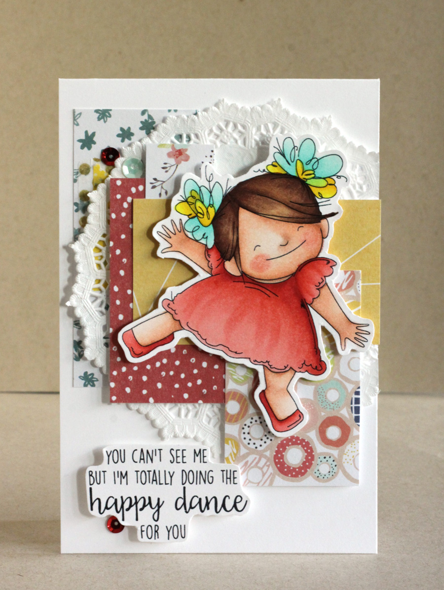 Stamping Bella SPRING 2017 RELEASE- HAPPY DANCE SQUIDGY RUBBER stamp. Card by ALICE WERTZ