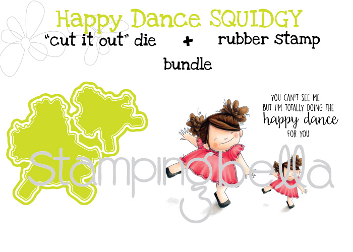 Stamping Bella SPRING 2017 RELEASE-HAPPY DANCE squidgy RUBBER stamp + "CUT IT OUT" DIE BUNDLE (save 15%)