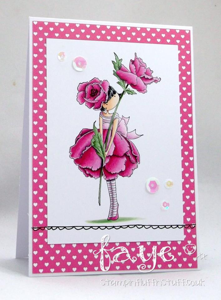 Bellarific Friday  MARCH 10 2017- Rubber stamp used TINY TOWNIE GARDEN GIRL ROSE card by FAYE WYNN-JONES