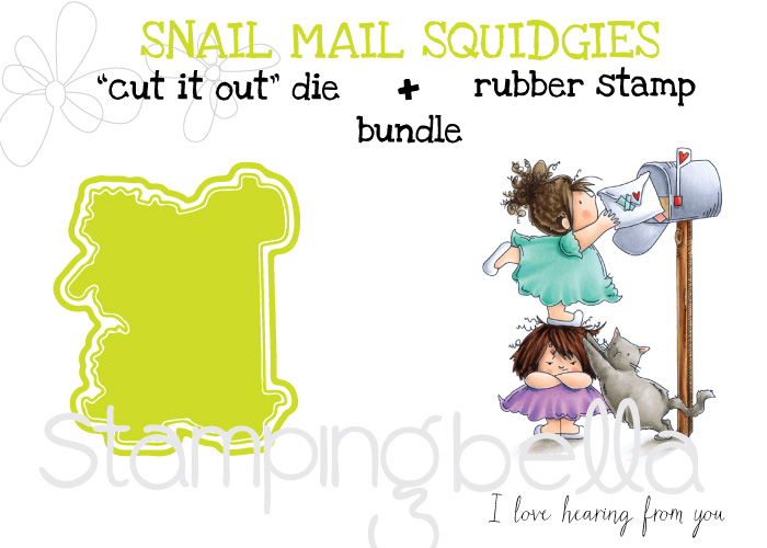 Stamping Bella Spring 2017 release -Snail mail Squidgies rubber stamp + CUT IT OUT DIE BUNDLE