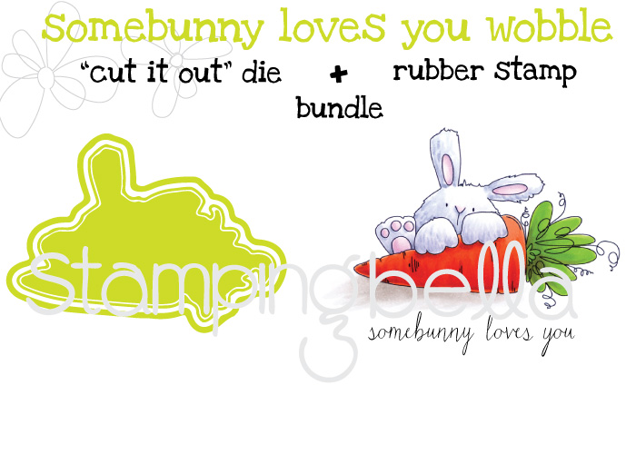 Stampingbella SPRING 2017 RELEASE- SOMEBUNNY loves YOU RUBBER STAMP + "CUT IT OUT" DIE BUNDLE