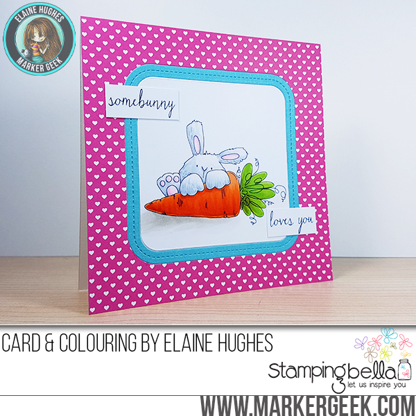 Stampingbella SPRING 2017 RELEASE- SOMEBUNNY loves YOU RUBBER STAMP. Card by Elaine Hughes