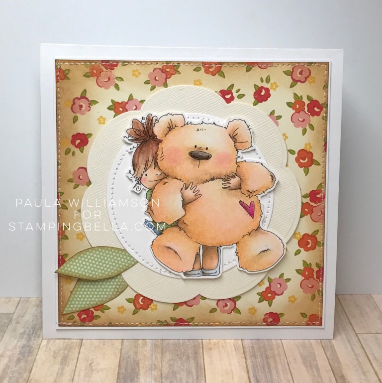 Stamping Bella MARCH 2017 release- SQUIDGY and TEDDY RUBBER STAMP. Card by Paula Williamson