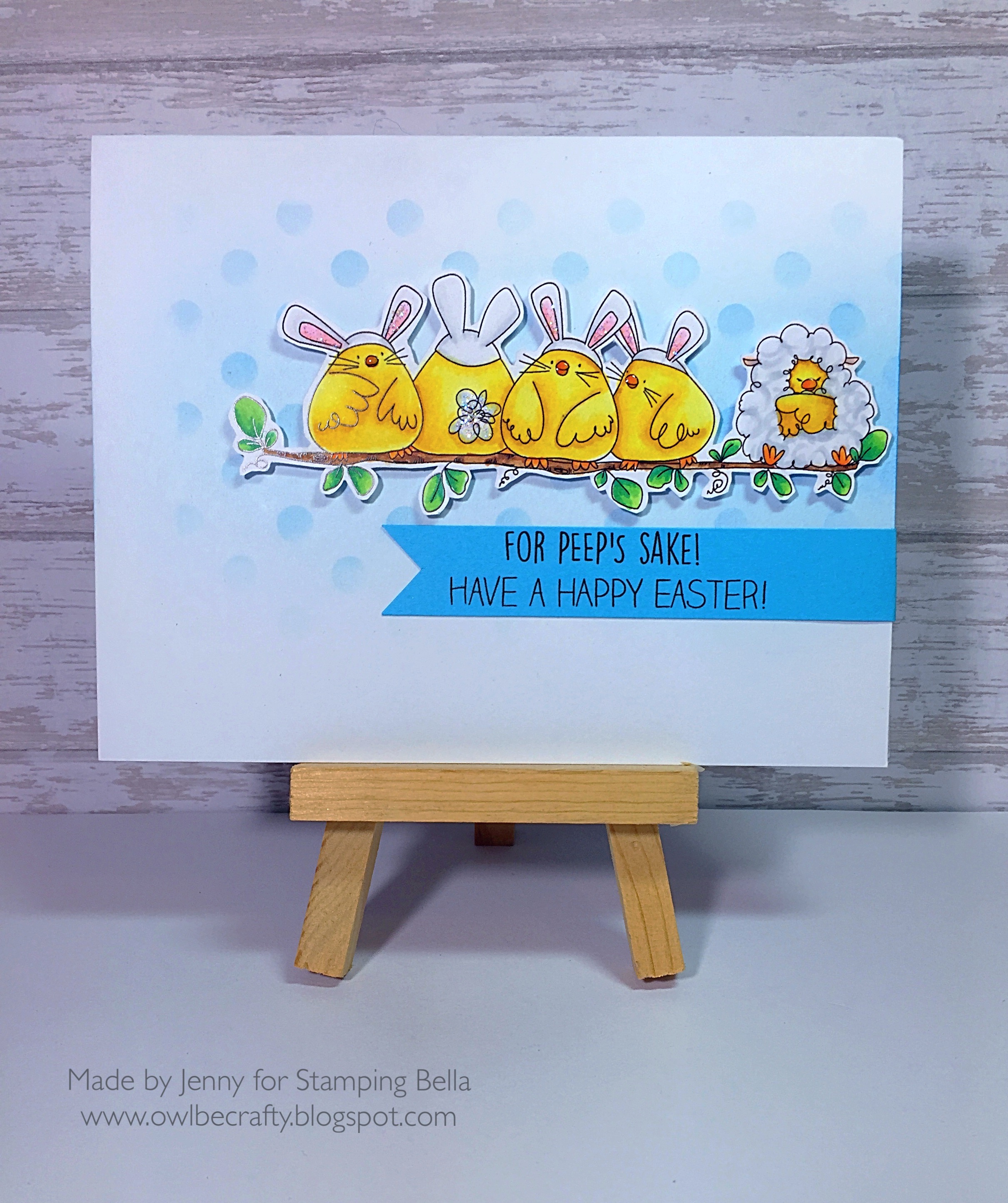 Stampingbella SPRING 2017 RELEASE- THE CHICK WHO WAS A LAMB rubber stamp. Card by Jenny Bordeaux