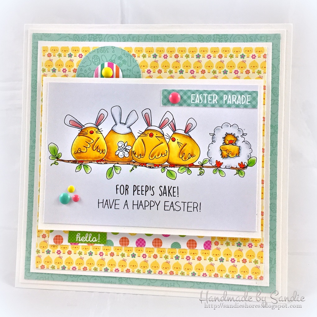 Stampingbella SPRING 2017 RELEASE- THE CHICK WHO WAS A LAMB rubber stamp. Card by SANDIE DUNNE